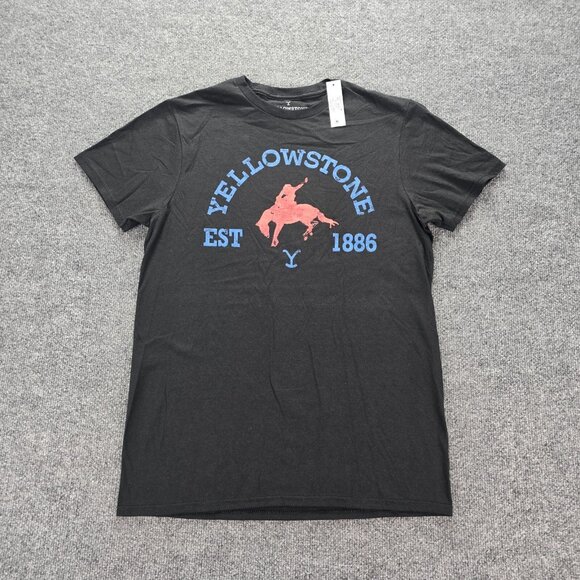 Yellowstone Tshirt Mens Medium Black Short Sleeve Tv Show‎ Stay Wild Cowboy - Picture 1 of 8